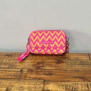 Vera Bradley Pink and Orange Zigzag Crossbody